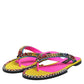 Dolce & Gabbana Multicolor Rhinestone Flip Flop Flat Sandals Shoes