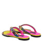 Dolce & Gabbana Multicolor Rhinestone Flip Flop Flat Sandals Shoes