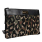 Dolce & Gabbana Multicolor Leopard Print Jacquard Logo Plaque Pouch Bag Mens Clutch Bag
