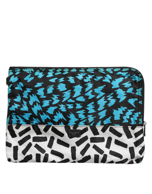 Dolce & Gabbana Multicolor Printed Nylon Logo Plaque Men Clutch Pouch Bag Mens Clutch Bag