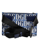 Dolce & Gabbana Blue White Leather D&G Logo Plaque Crossbody Borse Bag Mens Clutch Bag