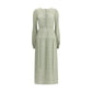 Kristina Ti Silk long Dress with foliage print