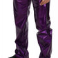 Dolce & Gabbana Purple Metallic Nylon Straight Trouser Pants