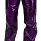 Dolce & Gabbana Purple Metallic Nylon Straight Trouser Pants