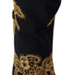 Dolce & Gabbana Black Gold Embroidery Crystal Boots Shoes