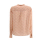 Kristina Ti Blouse with foliage print and refined stand-up collar