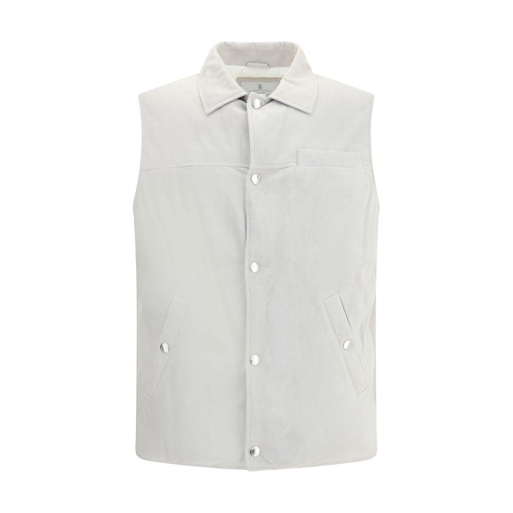Brunello Cucinelli Padded leather Vest Mens Jacket