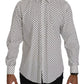 Dolce & Gabbana White Dotted Dress Formal MARTINI Shirt