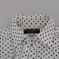 Dolce & Gabbana White Dotted Dress Formal MARTINI Shirt