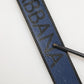 Dolce & Gabbana Black Blue DG Logo Silver Metal Buckle Belt