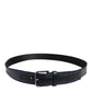 Dolce & Gabbana Black Blue DG Logo Silver Metal Buckle Belt