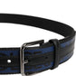 Dolce & Gabbana Black Blue DG Logo Silver Metal Buckle Belt