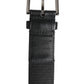 Dolce & Gabbana Black Blue DG Logo Silver Metal Buckle Belt