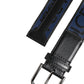 Dolce & Gabbana Black Blue DG Logo Silver Metal Buckle Belt