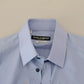 Dolce & Gabbana Light Blue Cotton Slim Fit Dress Shirt