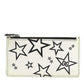 Dolce & Gabbana White Leather Douphin DG Logo Star Print Card Holder Wallet