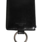 Dolce & Gabbana Black Leather Logo Embossed Lanyard Card Holde Wallet