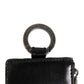 Dolce & Gabbana Black Leather Logo Embossed Lanyard Card Holde Wallet