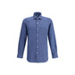 Finamore Blue Cotton Dress Shirt