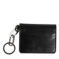 Dolce & Gabbana Black Leather Logo Embossed Key Chain Card Holder Wallet