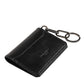 Dolce & Gabbana Black Leather Logo Embossed Key Chain Card Holder Wallet