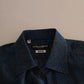 Dolce & Gabbana Blue MARTINI Silk Slim Fit Long Sleeves Shirt