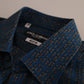 Dolce & Gabbana Blue MARTINI Silk Slim Fit Long Sleeves Shirt