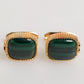 Dolce & Gabbana Gold Malachite Green Stone Square Men's Accessory Cufflink