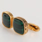 Dolce & Gabbana Gold Malachite Green Stone Square Men's Accessory Cufflink