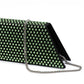 Amina Muaddi Mini Black Satin And Green Crystals Shoulder Bag