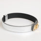 Dolce & Gabbana Silver Textured Leather Gold Tone Metal Neckband