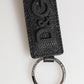 Dolce & Gabbana Black Leather Logo Metal Ring Keychain Holder Keyring