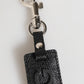 Dolce & Gabbana Black Leather Logo Metal Ring Keychain Holder Keyring