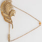 Dolce & Gabbana Gold Tone Leaf 925 Sterling Silver Crystal Chain Pin Brooch