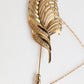 Dolce & Gabbana Gold Tone Leaf 925 Sterling Silver Crystal Chain Pin Brooch