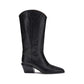 Paris Texas Black Calf Leather Bos Taurus Ankle Boots