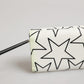 Dolce & Gabbana White Leather Trifold DG Star Print Card Holder Wallet