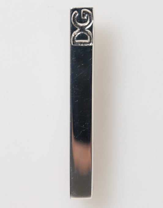 Dolce & Gabbana Silver Tone Brass Logo Branded Men Accessory Tie Clip Bar Mens Tie Clip