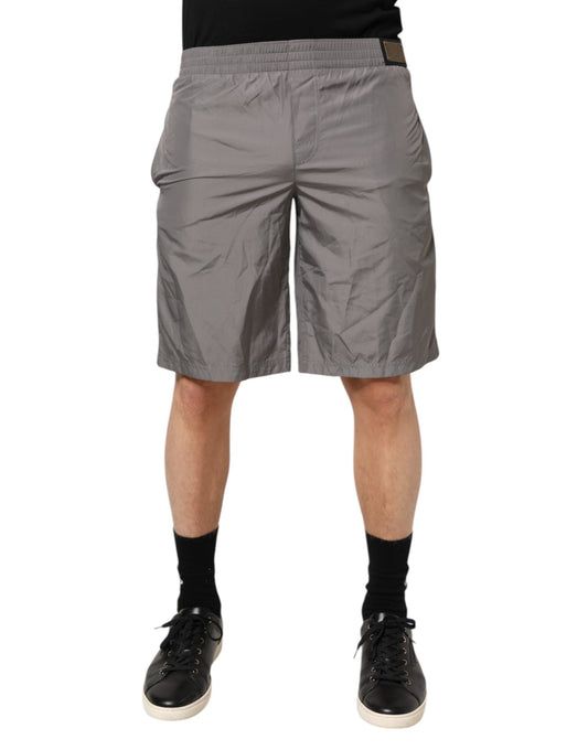 Dolce & Gabbana Light Gray Nylon Elastic Waist Shorts Swimwear Mens Shorts Mens Swim