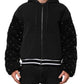 Dolce & Gabbana Black Cotton Quilted Studded Sleeve Hoodie Jacket