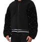Dolce & Gabbana Black Cotton Quilted Studded Sleeve Hoodie Jacket