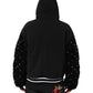 Dolce & Gabbana Black Cotton Quilted Studded Sleeve Hoodie Jacket
