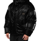 Dolce & Gabbana Black Logo Full Zip Hooded Quilted Jacket