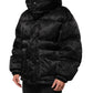 Dolce & Gabbana Black Monogram Logo Puffer Nylon Hooded Jacket