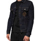 Dolce & Gabbana Indigo Blue Denim Slim Fit Logo Patch Jacket