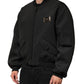 Dolce & Gabbana Black Polyester Logo Plaque Bomber Jacket