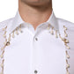 Dolce & Gabbana White Cotton DG Logo Pearl Chain Formal Shirt