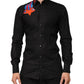 Dolce & Gabbana Black Cotton Star Sequin Dress Formal Men Shirt