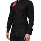 Dolce & Gabbana Black Cotton Star Sequin Dress Formal Men Shirt