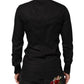 Dolce & Gabbana Black Cotton Star Sequin Dress Formal Men Shirt